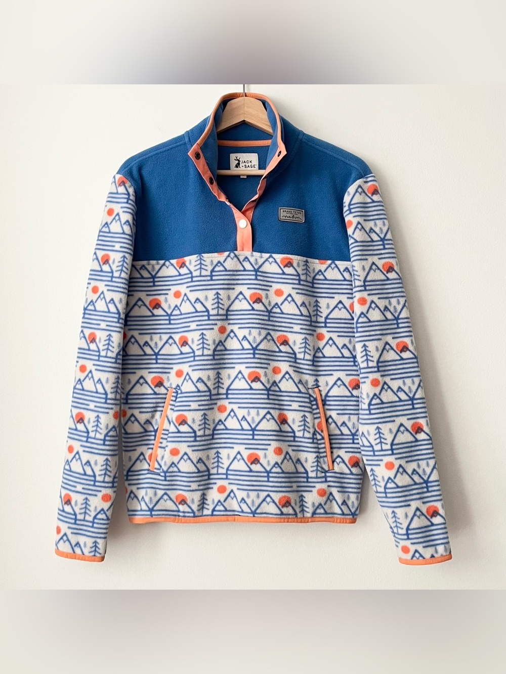 Jack + Sage Unisex Summit Serenity Fleece Quarter Button Size S Blue Mountains